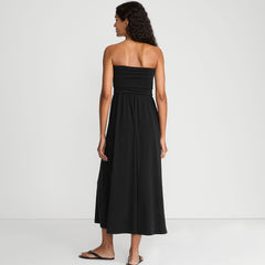 Women's Cupro Bandeau Maxi Dress with Removable Straps