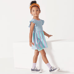 Girls Plus Short Sleeve Gathered Waist Tunic Top