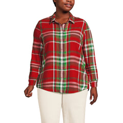 Plus Size Flannel Boyfriend Long Sleeve Shirt