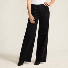 Women's Corduroy High Rise Wide Leg Top Stitch Trousers