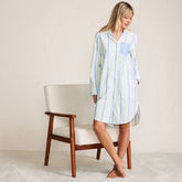 Women's Cotton Poplin Long Sleeve Sleepshirt Nightgown