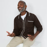 Men's Long Sleeve Button Through Summer Polo Cardigan