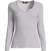 Women's Lightweight Waffle Long Sleeve Notch Neck T-Shirt