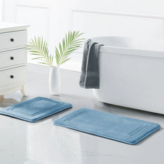 Truly Calm HeiQ AntiMicrobial Memory Foam Bath Rugs- Set of 2