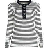 Women's Plus Size Polished Rib Tie Henley Top