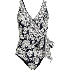 Women's Plus Size Side Tie Wrap One Piece Swimsuit