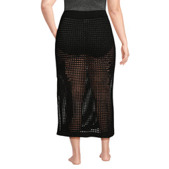 Women's Plus Size Cotton Open Knit Maxi Swim Cover-up Skirt