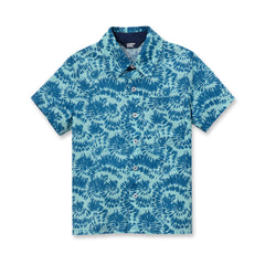 Boys Short Sleeve Linen Slub Button Down Shirt