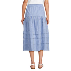 Women's Seersucker Pull On Midi Skirt