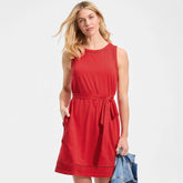 Women's Cotton Jersey Crew Neck Sleeveless Shift Dress
