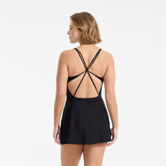 Womens Plus Size Tugless QuickDry Strappy Back Mini Swim Dress