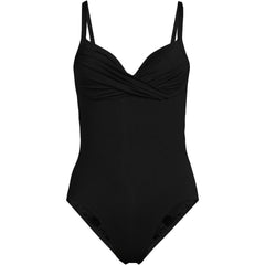 Women's Long Torso Sculpting Suit Targeted Control Draped One Piece Swimsuit