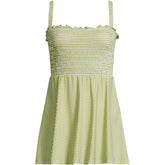 Womens Square Neck Smocked Mini Swim Dress