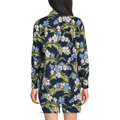 Women's Petite Linen Oversized Button Front Shirt