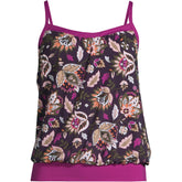 Women's Long Chlorine Resistant Blouson Tankini Swimsuit Top