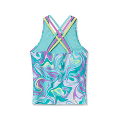 Girls Chlorine Resistant Strappy X-Back Tankini Top