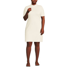 Women's Plus Size Knit Rib Mock Neck Dress