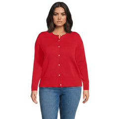 Women's Plus Size Fine Gauge Cotton Crew Cardigan Sweater