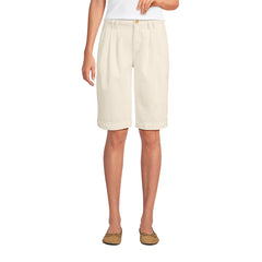 Women's Lightweight Denim Mid Rise Pleated 12" Slouchy Shorts