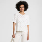 Women's Short Sleeve Eyelet Crewneck T-Shirt