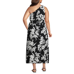 Women's Plus Size One Shoulder Crepe Midi Dress