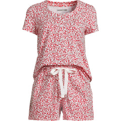 Women's Plus Size Knit 2 Piece Pajama Set - Short Sleeve Top and Shorts