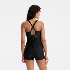 Women's Essential Tie Back Ruched Tankini and Shorts Two Piece Set