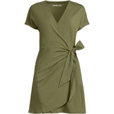 Women's Cotton Modal V Neck Mini Wrap Dress
