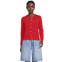 Women's Fine Gauge Cotton Crew Cardigan Sweater