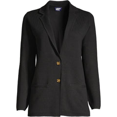 Women's Fine Gauge Cotton Button Front Blazer Sweater