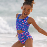 Girls Chlorine Resistant Asymmetrical One Piece Swimsuit