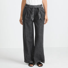 Women's High Ridge Twill Pull On Pleated Wide Leg Pants