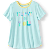 Girls Short Sleeve Active Curved Hem Tee