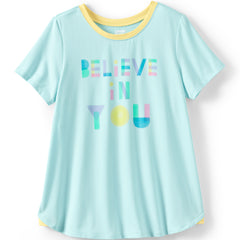 Girls Short Sleeve Active Curved Hem Tee