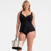 Women's Plus Size Sweetheart Belted Flutter Tankini