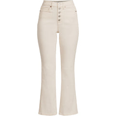 Women's Recycled Denim High Rise Button Front Kick Flare Crop Jeans