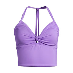 Women's Knot Front Halter Tankini Swimsuit Top