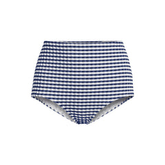 Women's Tummy Control Gingham Tugless High Waisted Bikini Bottoms
