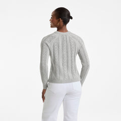 Women's Petite Drifter Raglan Pointelle Crew Neck Sweater