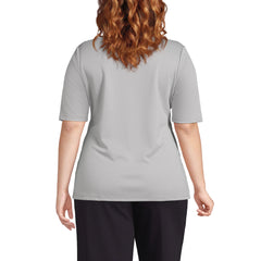 Women's Plus Size Elbow Sleeve Ponte Square Neck Top