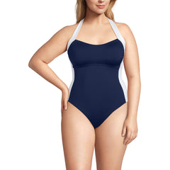Women's Plus Size Halter Cut Out High Leg One Piece Swimsuit
