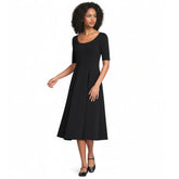 Women's Starfish Elbow Sleeve Midi Fit and Flare Dress