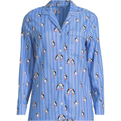 Women's Petite Long Sleeve Print Flannel Pajama Top