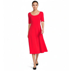 Women's Starfish Elbow Sleeve Midi Fit and Flare Dress