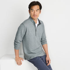 Men's Tall Long Sleeve Herringbone Textured Quarter Zip