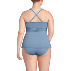 Women's Plus Size V-Neck Plunge X Back Tankini Top