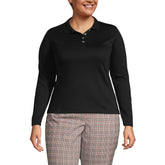School Uniform Women's Plus Size Long Sleeve Feminine Fit Pima Polo Shirt