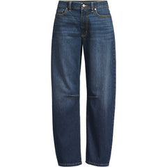 Women's Petite Soft Denim Mid Rise Relaxed Barrel Leg Ankle Jeans