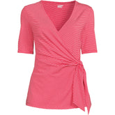 Women's Elbow Sleeve Lightweight Jersey Side Tie Blouse