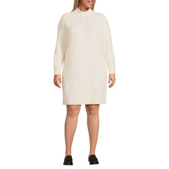 Women's Plus Size Boucle Long Sleeve Raglan Mock Neck Sweater Dress